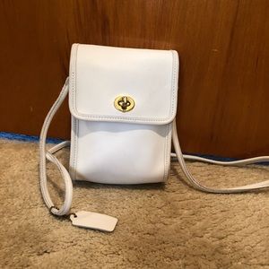 Vintage Coach White Leather Crossbody Bag